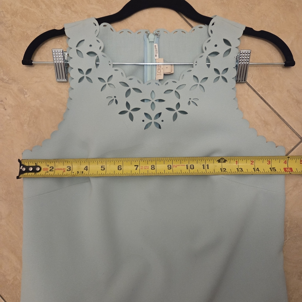 J. Crew ( J Crew) women's blue midi dress size 0 seafoam shift lasercut - Picture 11 of 11